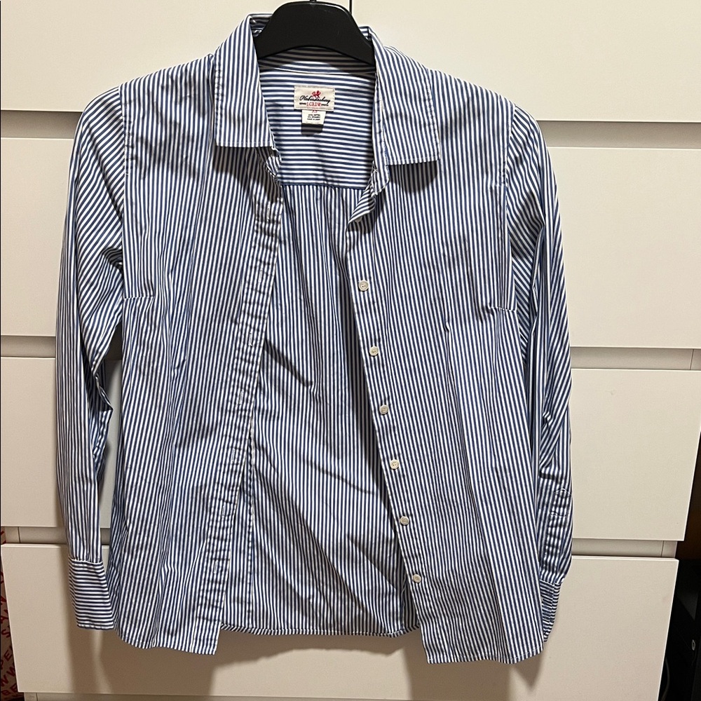 Blue Striped Button-Up Shirt